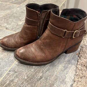 Women's Brown Leather Born BOC Ankle Booties